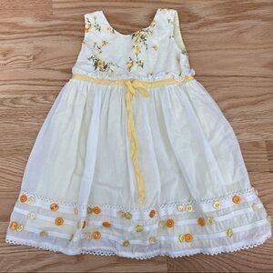 Little Mass Prairie Dress Sz 2T White Yellow Green